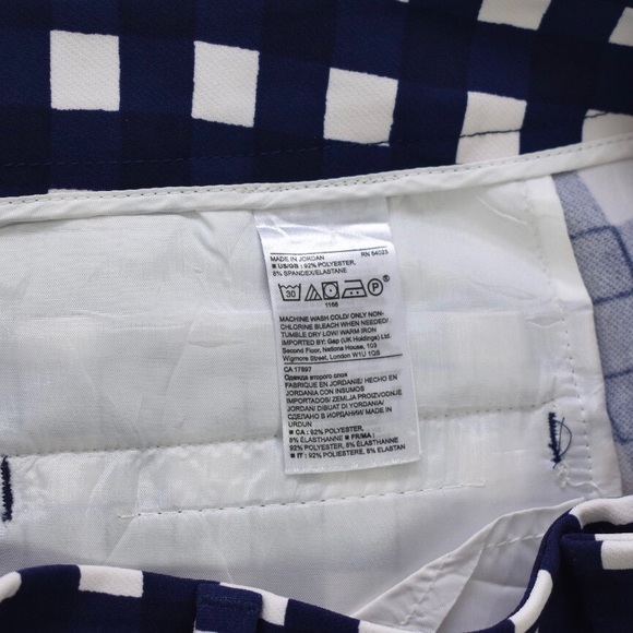 Banana Republic Blake-Fit Wide-Leg Gingham Crop Pant Navy - Picture 6 of 7